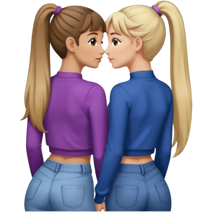  Ariana grande back view with long hair in a ponytail leaning on another girl with long hair in a ponytail  emoji