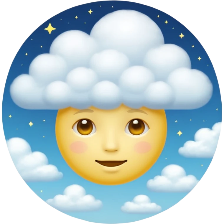 zoned out yellow circle face with clouds floating around its head as if you are spaced out emoji