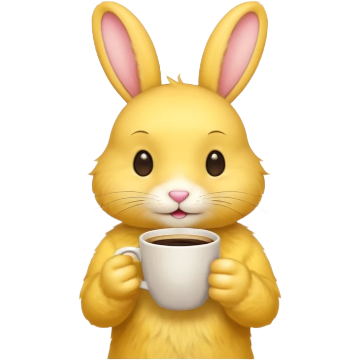 yellow rabbit with coffee emoji