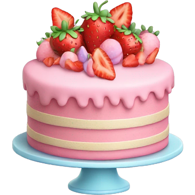 Pastel Birthday cake with strawberry emoji