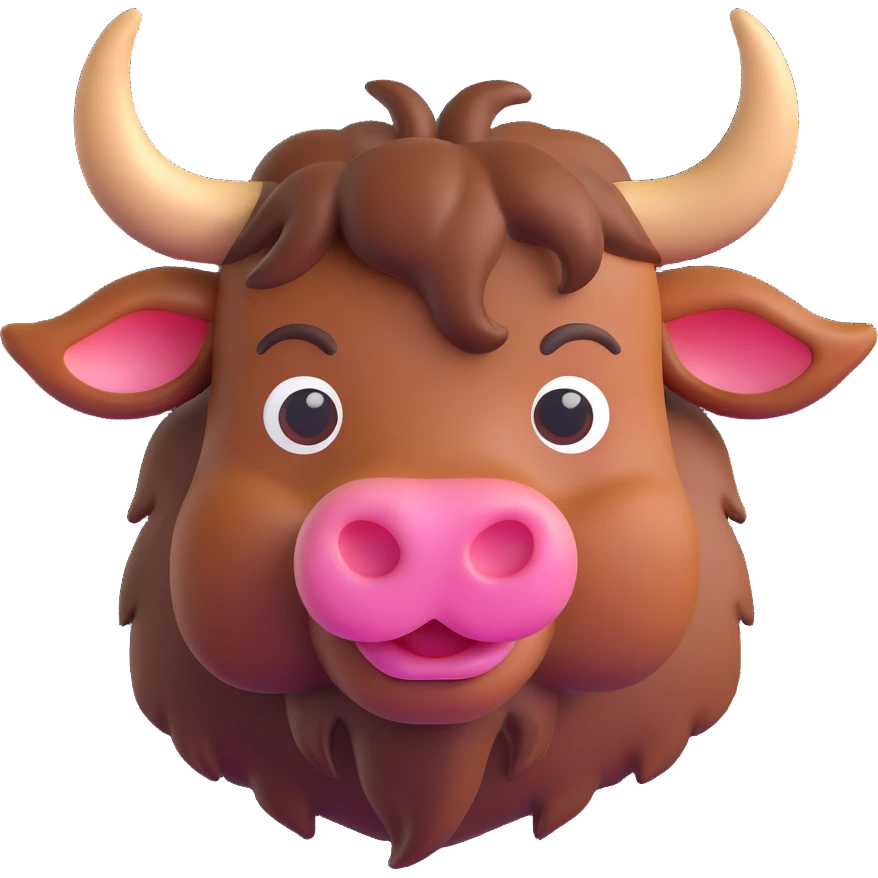 yak, 3D emoji style, soft shading, lively and expressive, suitable for app icon emoji