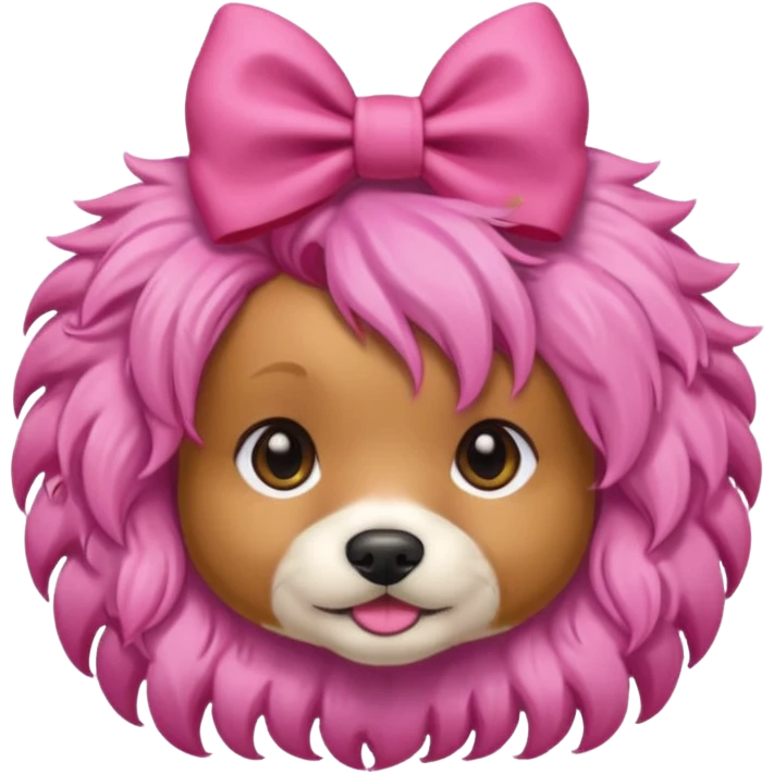 dog with pink hair and bow on head emoji