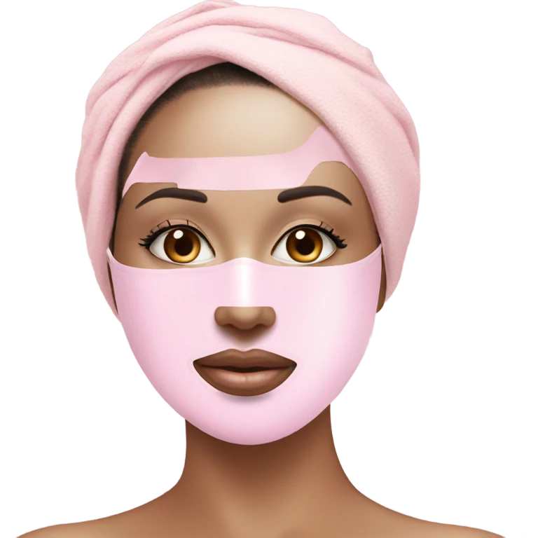 Lady with pastel pink face mask spa beauty full face relaxing emoji