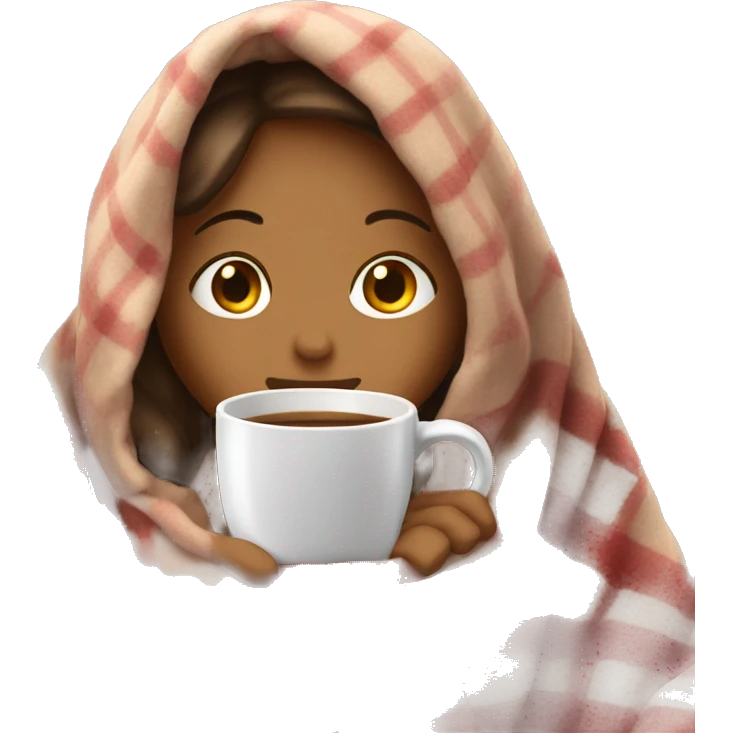 girl inside a blanket sipping coffee eyes closed emoji