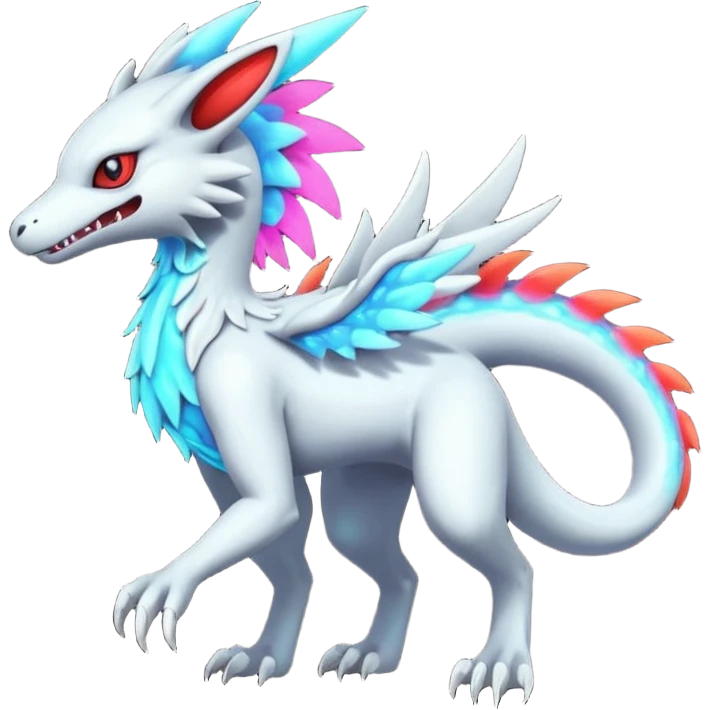 Neon Vibrant Pulsating Trail-glowing Chromatic Trico-Sergal-Absol-Salamence-Silvally-fusion-hybrid emoji