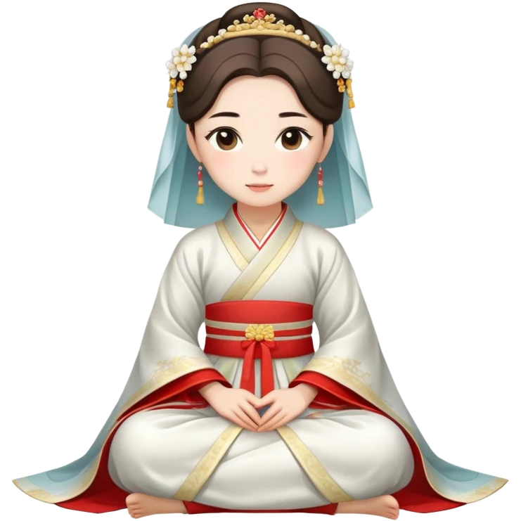 Beautiful girl wearing Hanfu wedding dress sitting emoji