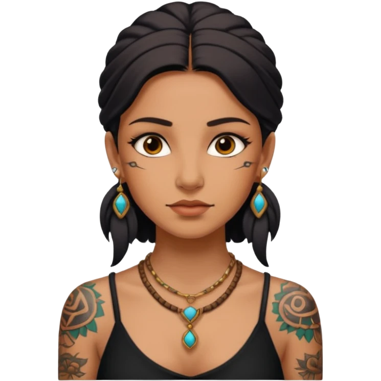 ancient girl Tattooed, not wearing necklace emoji