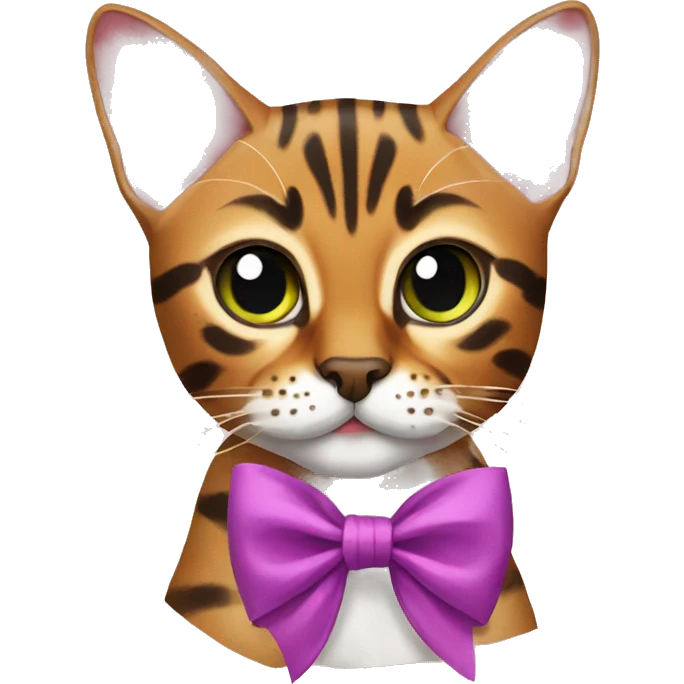Bengal cat with rad bow emoji
