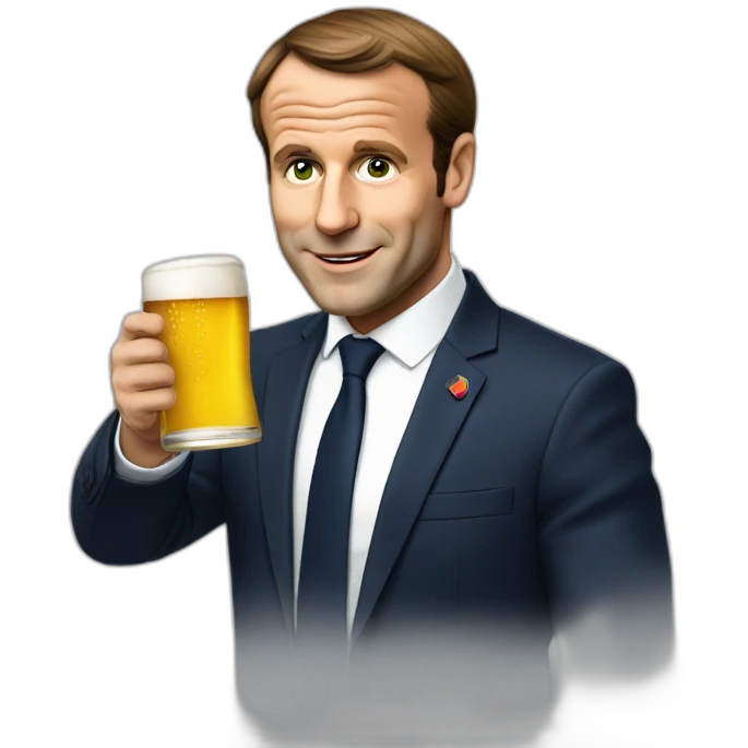 Macron avec une bière emoji