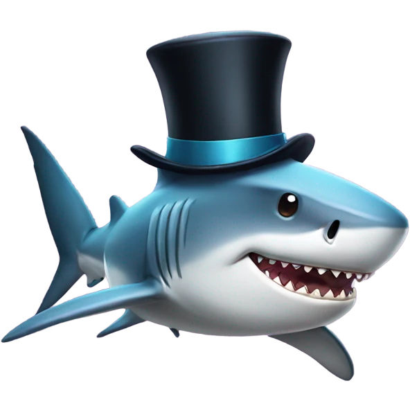 Shark with a top hat emoji