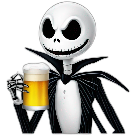 jack skellington drinking a beer emoji