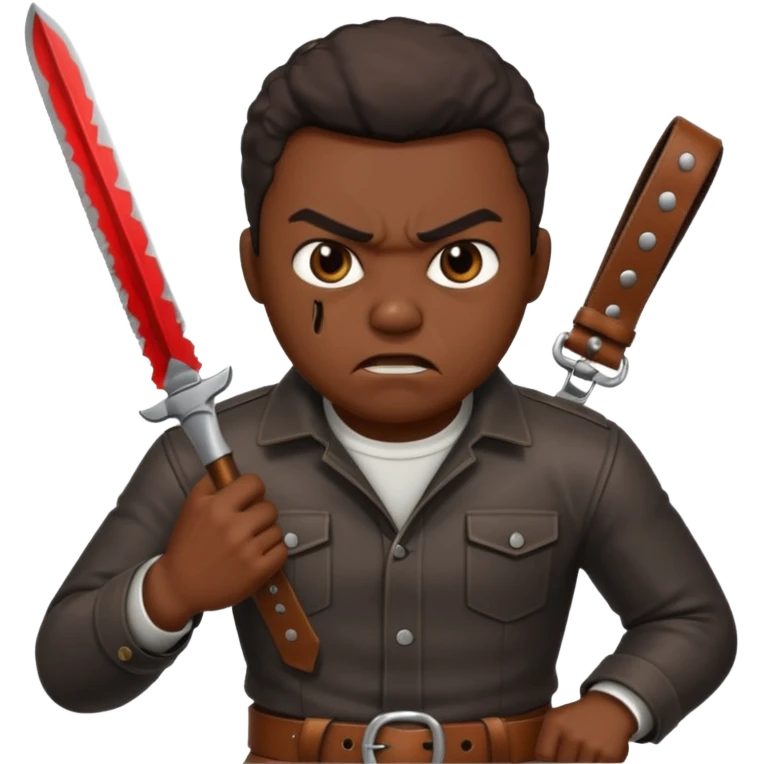 a angry black man slashing a belt emoji