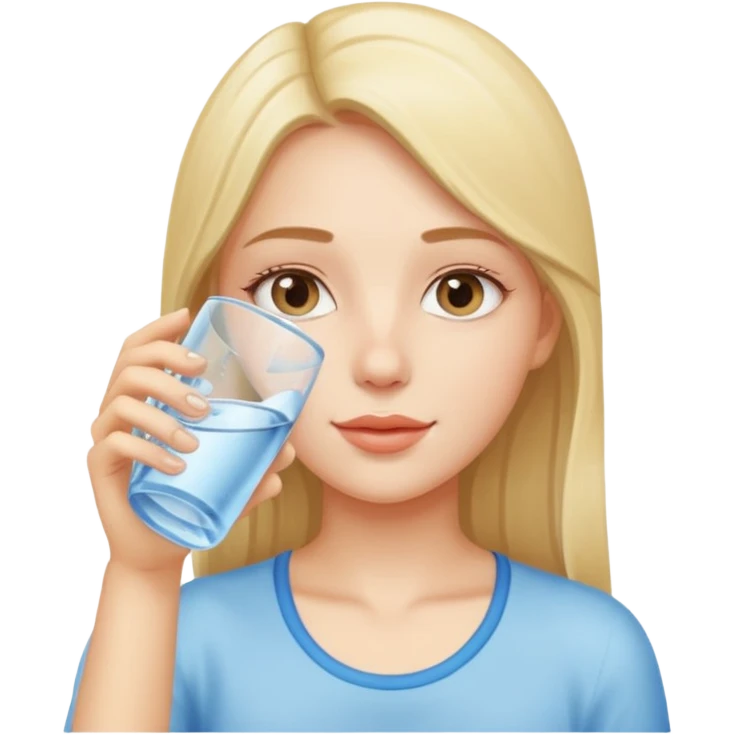 Beautiful girl drink water emoji