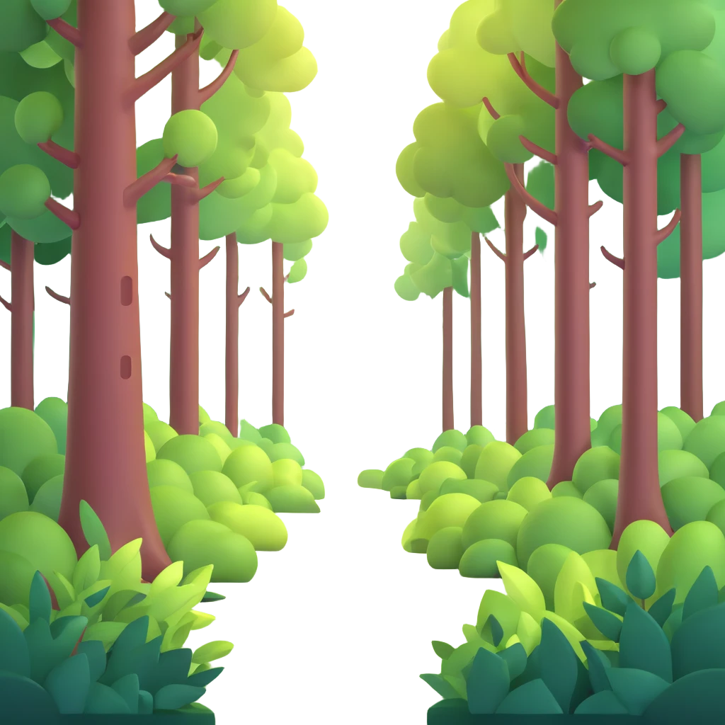 dense forest with sunlight filtering through trees emoji