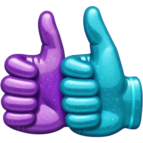 Glitter purple and cian thumbs up emoji