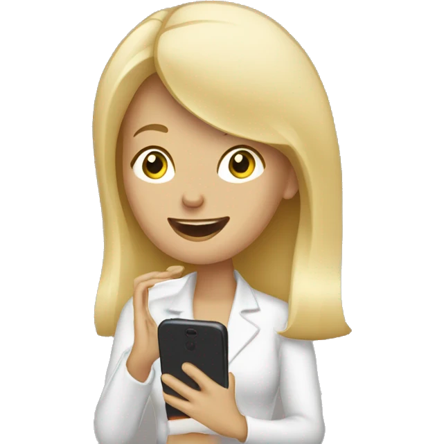 Blonde woman calling on cell phone emoji