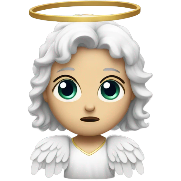 A sad angel with horns emoji