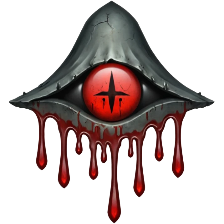 Upside-down halo dripping blood, black metal aesthetic, occult symbol emoji