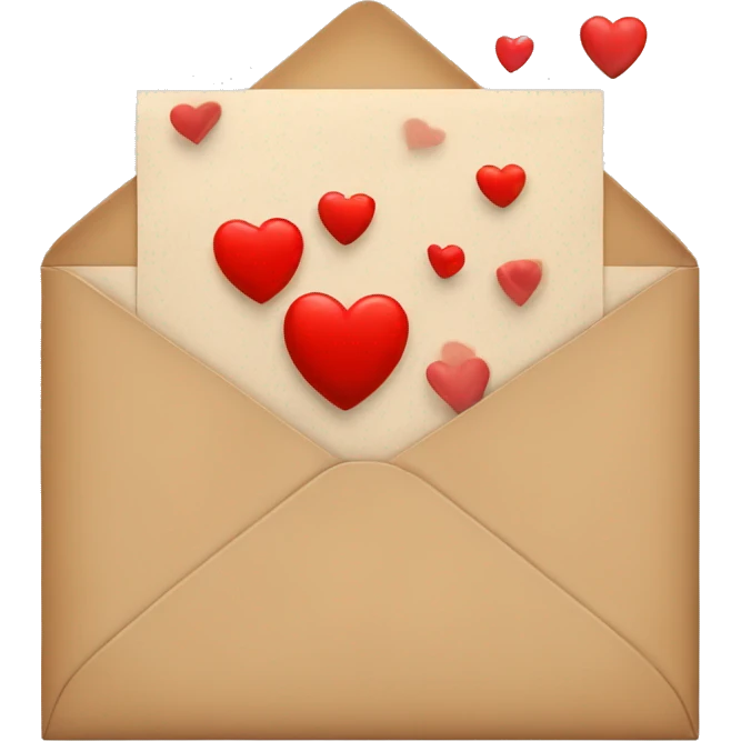 Tan envelope with red hearts all around  emoji