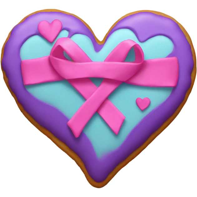 Suicide awareness ribbon on heart cookie emoji