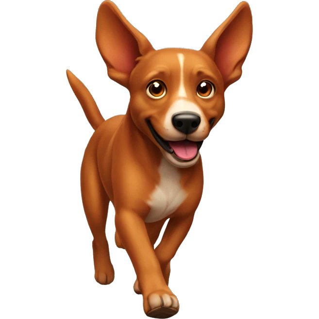 solid red dog with pointed ears running emoji