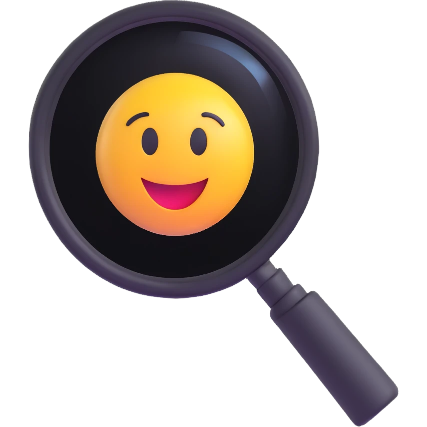 magnifying glass on a digital interface, microsoft 3d fluent emoji style emoji