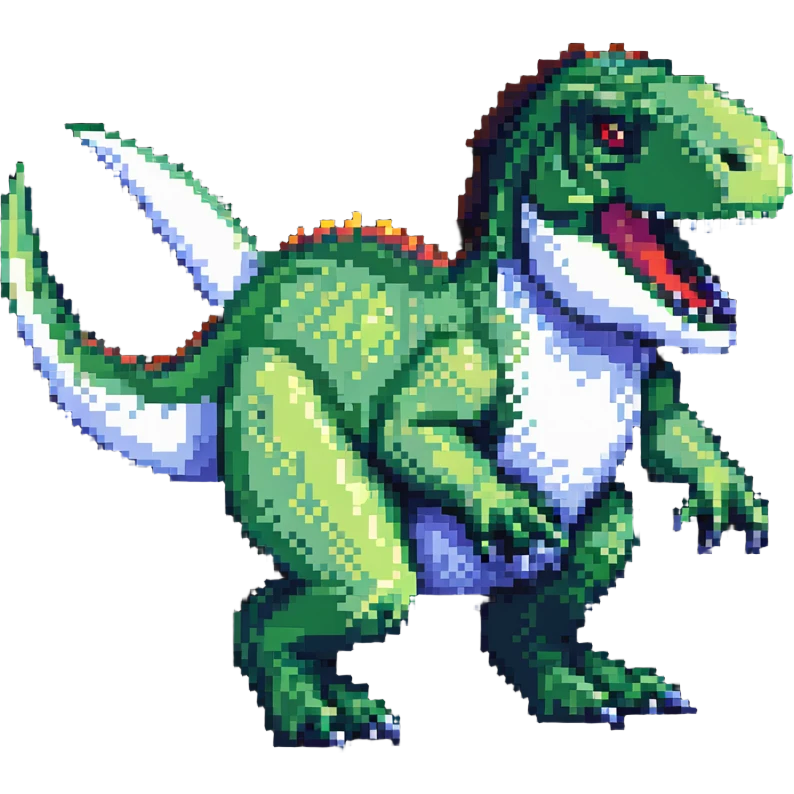hybrid creature combining a bunny and a T-Rex in pixel art style emoji