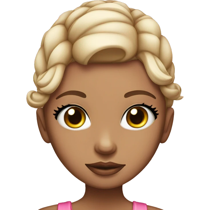 Girl with a pink bow in her hair and false eyelashes on her eyes emoji