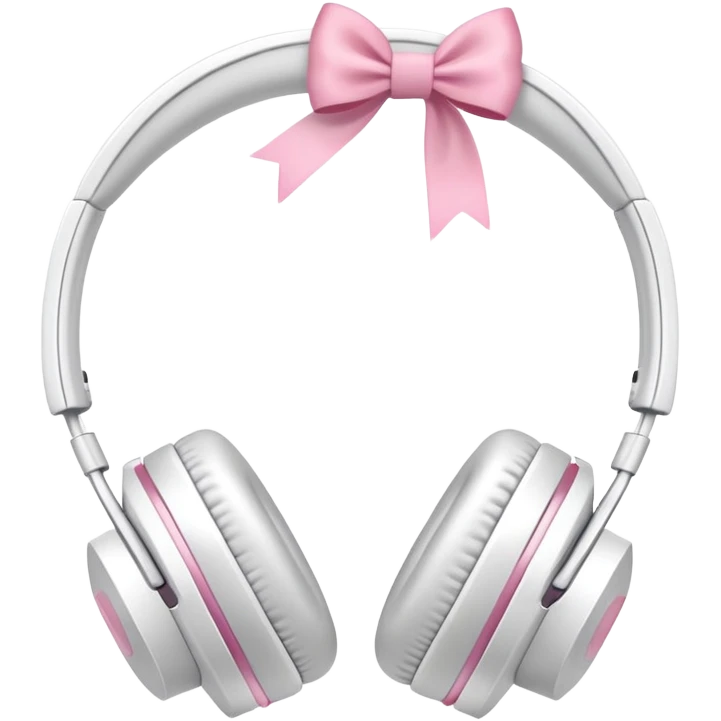 White headphones with pink bow emoji