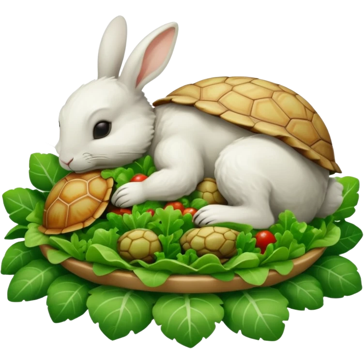  lapin qui dort et la tortu qui mange de la salade emoji