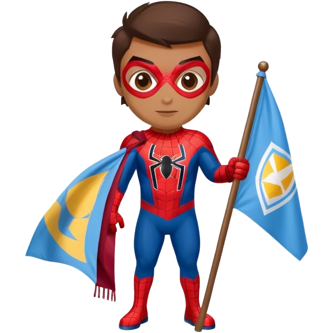 Spider-Man with a Denver Nuggets flag and a Colorado Avalanche flag emoji