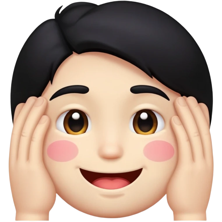 embarrassed white smiley face with black hair emoji