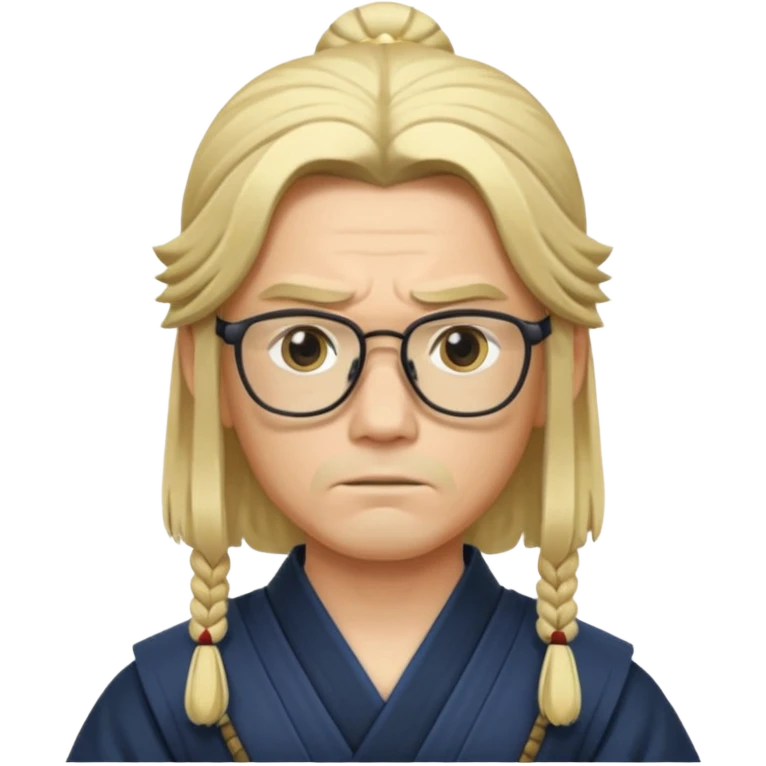 samurai, slim, long blonde hair , glasses emoji