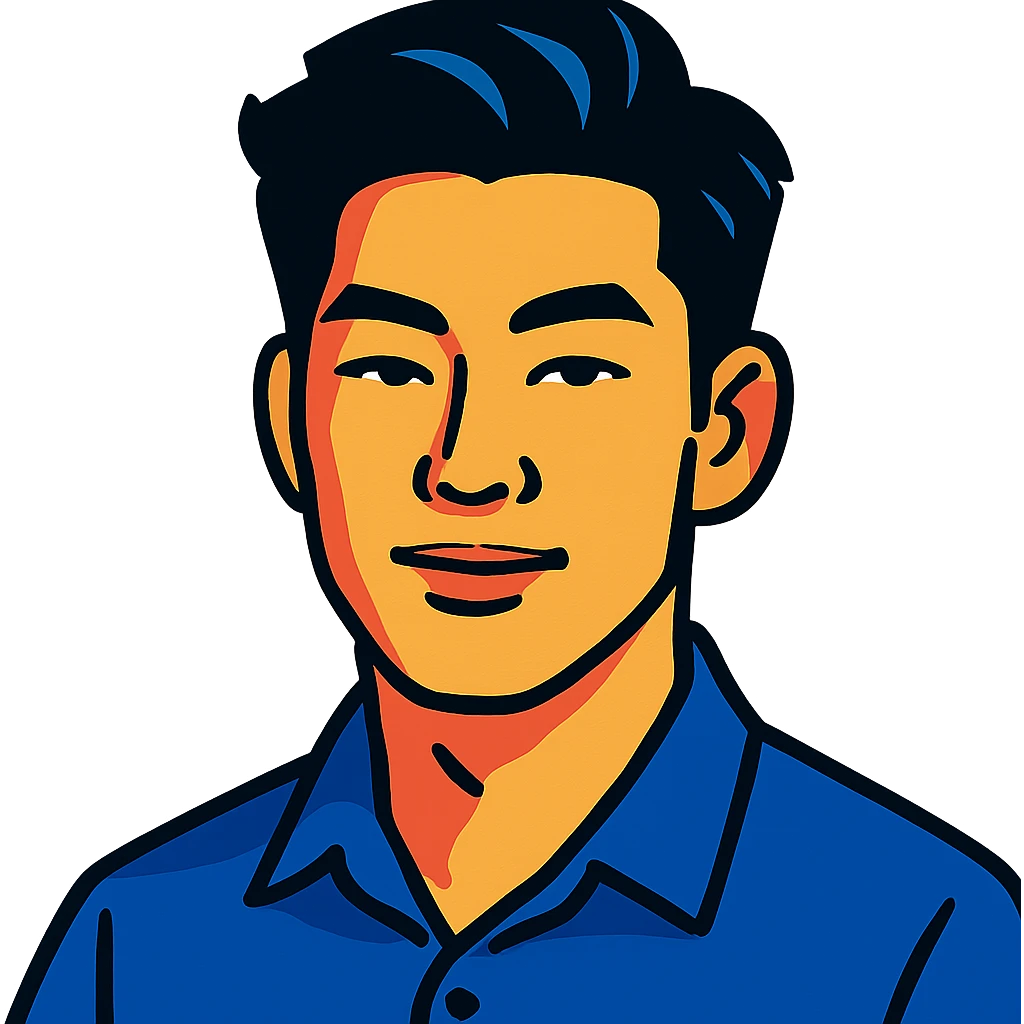 vibrant toon style portrait of a black haired handsome Chinese man emoji