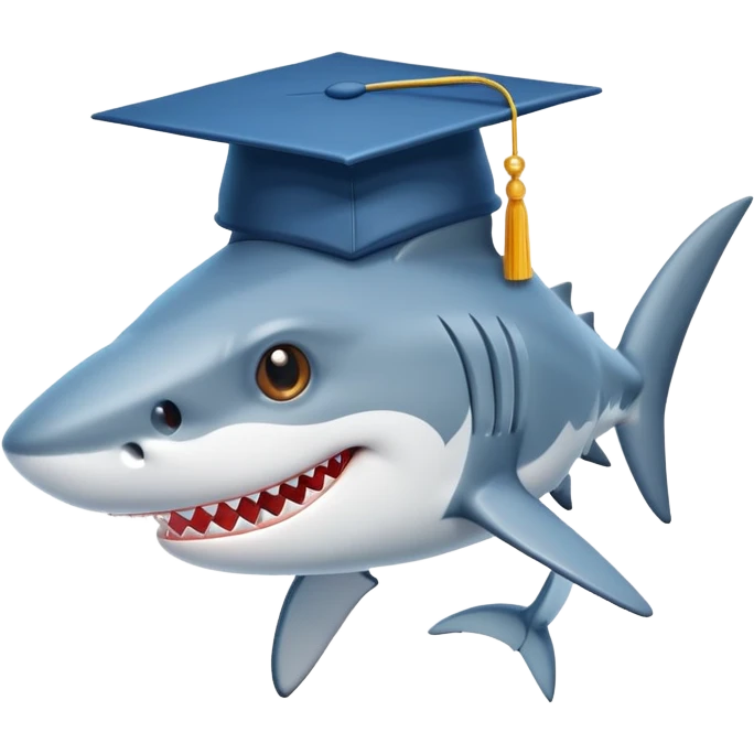 Shark in a graduation cap emoji