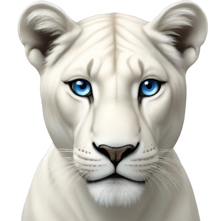  realistic white lioness no mane with blue eyes emoji