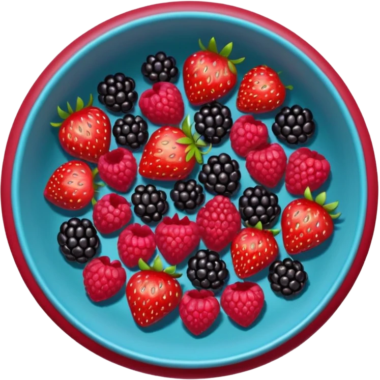 bowl solo de frutos rojos: fresas, moras, frambuesas. con vista desde arriba emoji