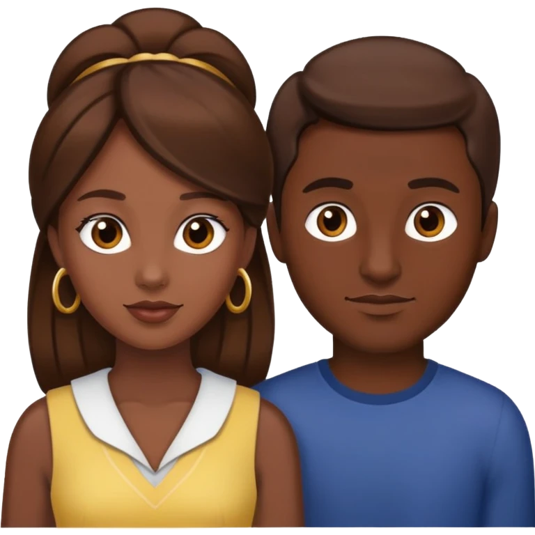 Dark skin lady with brown hair fair skin man with brown  emoji