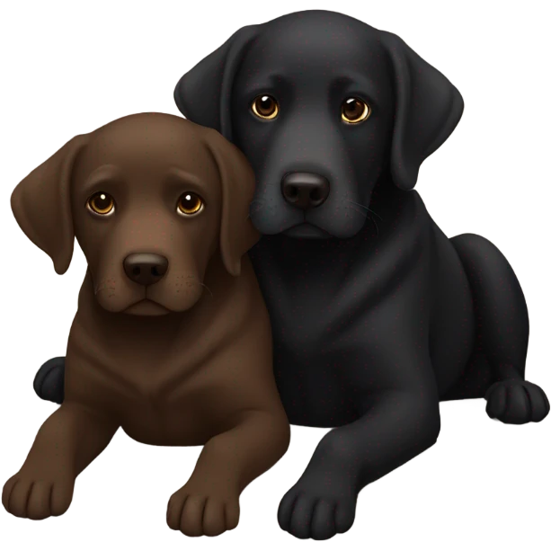 Chocolate Labrador cuddling a black Labrador  emoji