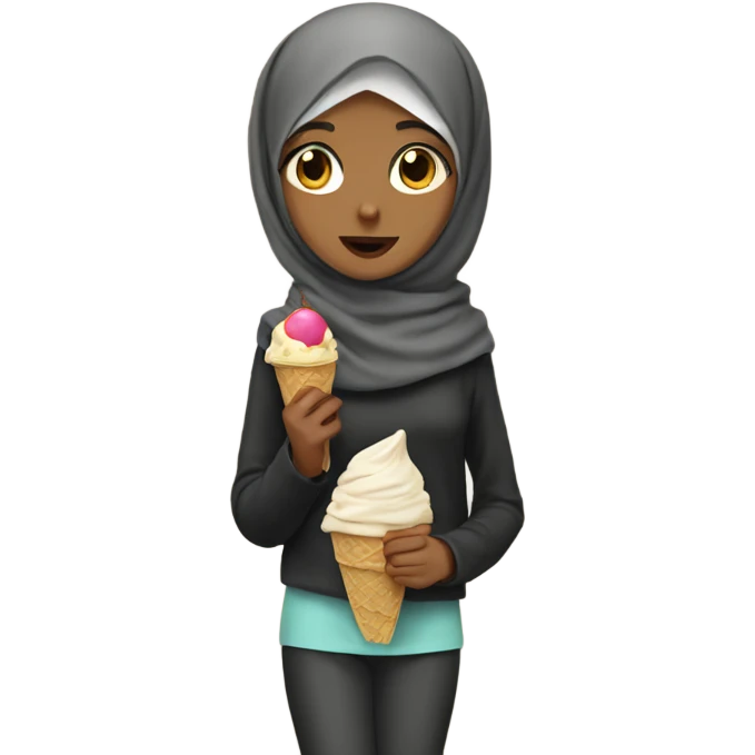 Girl wearing a hijab and eating ice cream emoji
