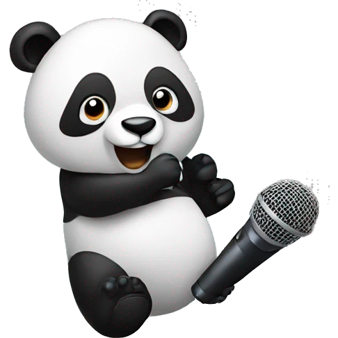 panda hitting microphone emoji