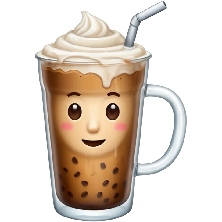 Cafe con hielo en una taza que diga ami emoji