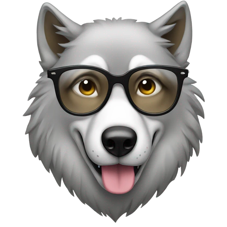 Wolf with glasses emoji