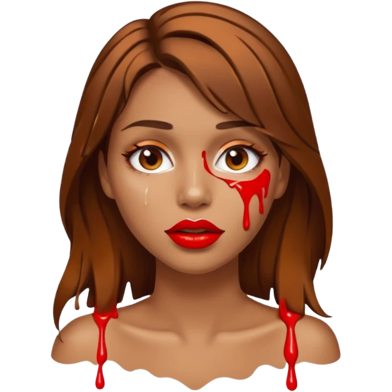 Brown Hair, Woman, white paint drip, face, hot, Sexy, lips emoji