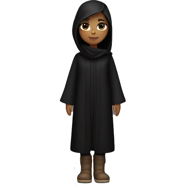 A brunette girl with a long black abaya and ugg emoji