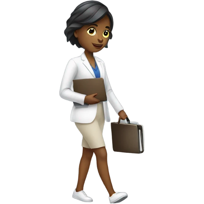 Corporate girl taking her laptop for a walk emoji