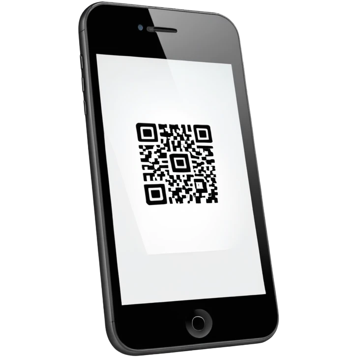 smartphone with QR code displayed on screen emoji