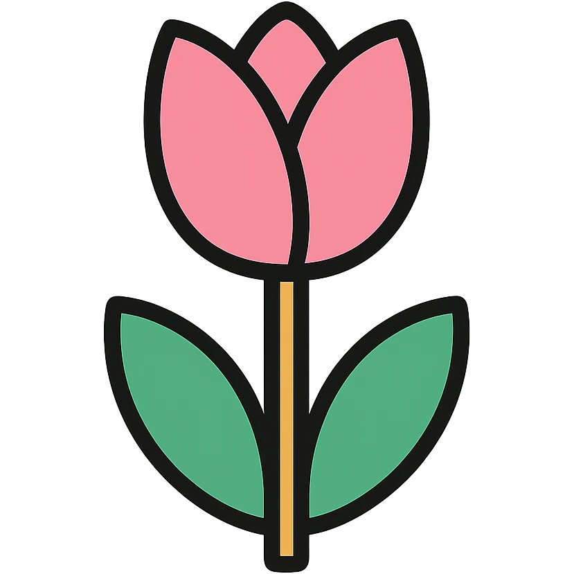 tulip, modern, bold outlines, soft color fills emoji