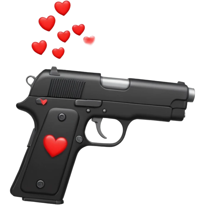 Black hand gun shooting a stream of hearts out of it  emoji