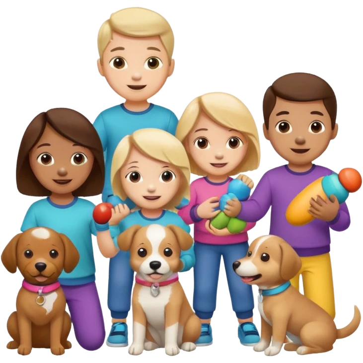 children with dog toys emoji